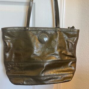 Coach Shimmering Olive Tote Bag